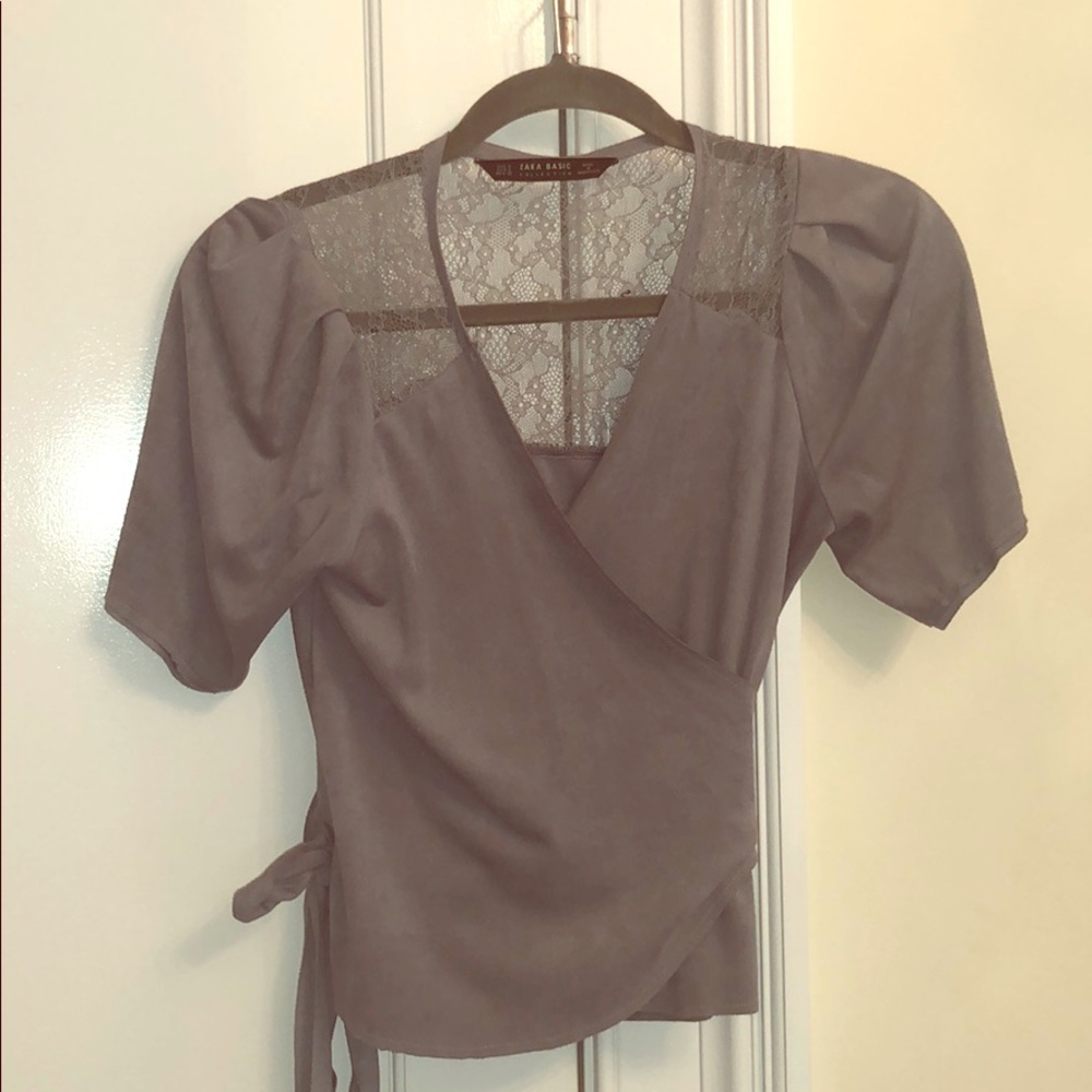 Zara suede wrap shirt